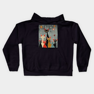 Mid Century Modern CAT Mixed Mediums Kids Hoodie